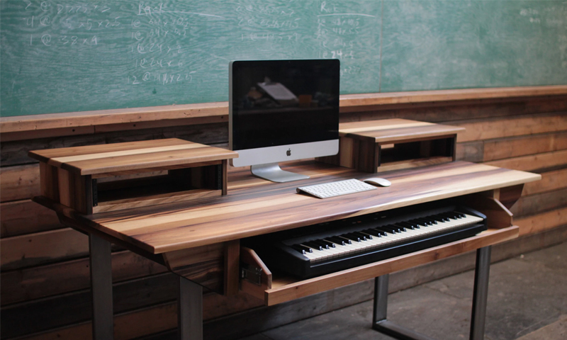 compact music production desk